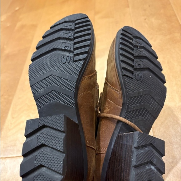 Sorel Cate lace bootie ankle boot  sz 9 combat leather brown - Picture 8 of 9